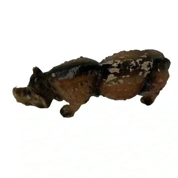 VINTAGE 1970s? HANDMADE HAND-PAINTED AFRICAN CLAY SAFARI ANIMAL FIGURINES SET - Picture 6 of 15